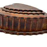 Wonderful Antique Hand-carved Heart Shaped Box with Scalloped Edges Everywhere