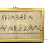 Deidamla Swallow (b. 1778, Groton, MA) Fraktur Penmanship Nameplate in Lemon Gold Frame