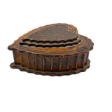 Wonderful Antique Hand-carved Heart Shaped Box with Scalloped Edges Everywhere