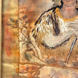 Feathers and Arrows, Wonderful, Unusual 19th Century Stumpwork Style Embroidered Portrait on Painted Silk