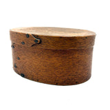 Mid 19th Century Oval Pantry Box with Unusual Double Fingered Lap and Square Head Nails