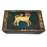 SOLD Fabulous Antique Pennsylvania Folk Art Box with Painted Lion (One Hinge Loose)
