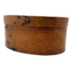 Mid 19th Century Oval Pantry Box with Unusual Double Fingered Lap and Square Head Nails
