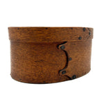 Mid 19th Century Oval Pantry Box with Unusual Double Fingered Lap and Square Head Nails