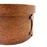 Mid 19th Century Oval Pantry Box with Unusual Double Fingered Lap and Square Head Nails