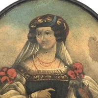 Woman with Bird, Antique Hand-painted Snuff Box Lid c. 1830 (Lid Only)