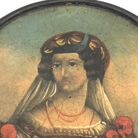 Woman with Bird, Antique Hand-painted Snuff Box Lid c. 1830 (Lid Only)