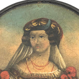 Woman with Bird, Antique Hand-painted Snuff Box Lid c. 1830 (Lid Only)