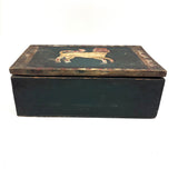 SOLD Fabulous Antique Pennsylvania Folk Art Box with Painted Lion (One Hinge Loose)
