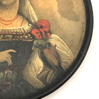 Woman with Bird, Antique Hand-painted Snuff Box Lid c. 1830 (Lid Only)