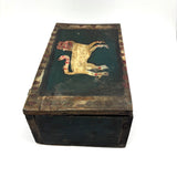 SOLD Fabulous Antique Pennsylvania Folk Art Box with Painted Lion (One Hinge Loose)