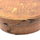 Mid 19th Century Oval Pantry Box with Unusual Double Fingered Lap and Square Head Nails