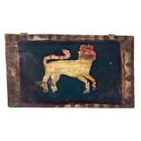 SOLD Fabulous Antique Pennsylvania Folk Art Box with Painted Lion (One Hinge Loose)