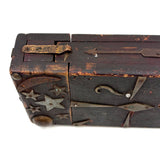 Stars, Moon, Sun, Arrow, ?, Fabulous Antique Heavily Decorated Folk Art Razors Box