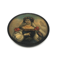 Woman with Bird, Antique Hand-painted Snuff Box Lid c. 1830 (Lid Only)