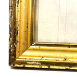 Yellow Bird with Blooming Flowers, Full Page Antique Ledger Drawing in Beautiful Lemon Gold Frame