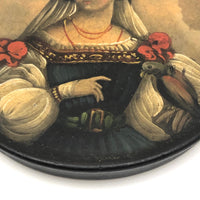 Woman with Bird, Antique Hand-painted Snuff Box Lid c. 1830 (Lid Only)