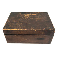 19th C. Dresser Box with Wallpaper Framed Mirror and Hand-painted Print of Deer