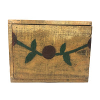 Lovely Old Pennsylvania Painted Slide Lid Crate Wood Box with Berries on Vine