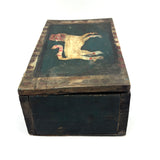 SOLD Fabulous Antique Pennsylvania Folk Art Box with Painted Lion (One Hinge Loose)