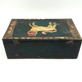 SOLD Fabulous Antique Pennsylvania Folk Art Box with Painted Lion (One Hinge Loose)
