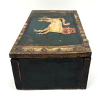 SOLD Fabulous Antique Pennsylvania Folk Art Box with Painted Lion (One Hinge Loose)