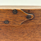 Mid 19th Century Oval Pantry Box with Unusual Double Fingered Lap and Square Head Nails