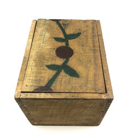 Lovely Old Pennsylvania Painted Slide Lid Crate Wood Box with Berries on Vine