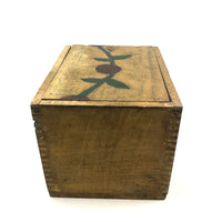 Lovely Old Pennsylvania Painted Slide Lid Crate Wood Box with Berries on Vine