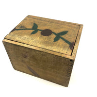 Lovely Old Pennsylvania Painted Slide Lid Crate Wood Box with Berries on Vine