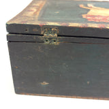SOLD Fabulous Antique Pennsylvania Folk Art Box with Painted Lion (One Hinge Loose)