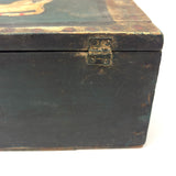 SOLD Fabulous Antique Pennsylvania Folk Art Box with Painted Lion (One Hinge Loose)