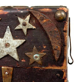 Stars, Moon, Sun, Arrow, ?, Fabulous Antique Heavily Decorated Folk Art Razors Box