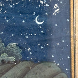 Lovers Under Starry Sky and Royal, Antique Mughal Manuscript Painting in Double-Paned Frame