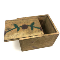 Lovely Old Pennsylvania Painted Slide Lid Crate Wood Box with Berries on Vine