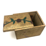 Lovely Old Pennsylvania Painted Slide Lid Crate Wood Box with Berries on Vine