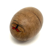 Japanese Hand-painted Treen Nesting Eggs Set with Butterfly, c. 1920s