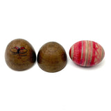 Japanese Hand-painted Treen Nesting Eggs Set with Butterfly, c. 1920s