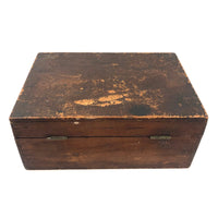 19th C. Dresser Box with Wallpaper Framed Mirror and Hand-painted Print of Deer