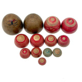 Japanese Hand-painted Treen Nesting Eggs Set with Butterfly, c. 1920s
