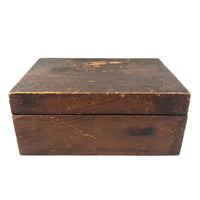 19th C. Dresser Box with Wallpaper Framed Mirror and Hand-painted Print of Deer