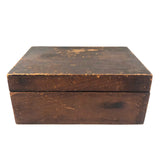 19th C. Dresser Box with Wallpaper Framed Mirror and Hand-painted Print of Deer