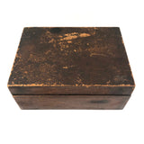 19th C. Dresser Box with Wallpaper Framed Mirror and Hand-painted Print of Deer