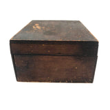 19th C. Dresser Box with Wallpaper Framed Mirror and Hand-painted Print of Deer