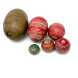 Japanese Hand-painted Treen Nesting Eggs Set with Butterfly, c. 1920s