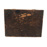 19th C. Dresser Box with Wallpaper Framed Mirror and Hand-painted Print of Deer