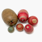 Japanese Hand-painted Treen Nesting Eggs Set with Butterfly, c. 1920s