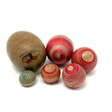 Japanese Hand-painted Treen Nesting Eggs Set with Butterfly, c. 1920s