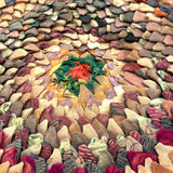 Radiant, Feathery, Layers Upon Layers Antique Pieced "Pinecone" Mat