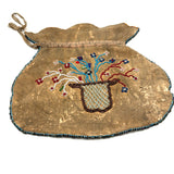 Wonderfully Wild Flowers, 19th Century Northeast Native Beaded Hide Pouch, Eastern Woodlands